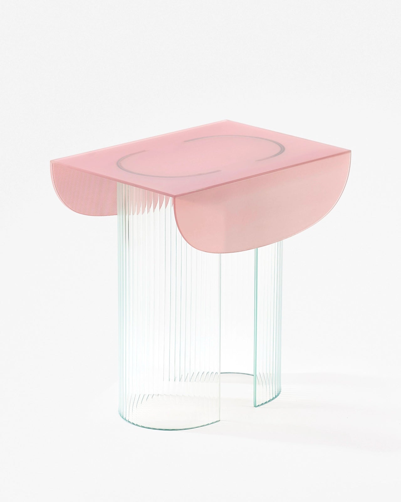 Guéridon en verre rose HELIA Glass Variations