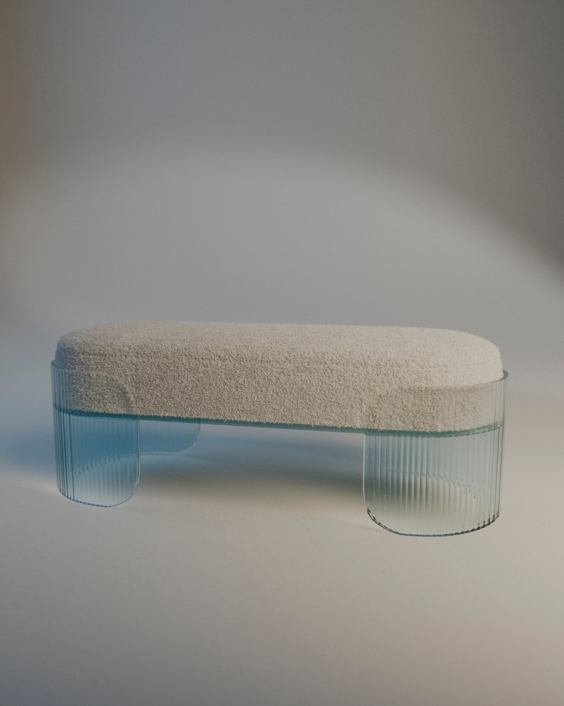 Banc en verre bombé tri-feuilleté et ondulé XL